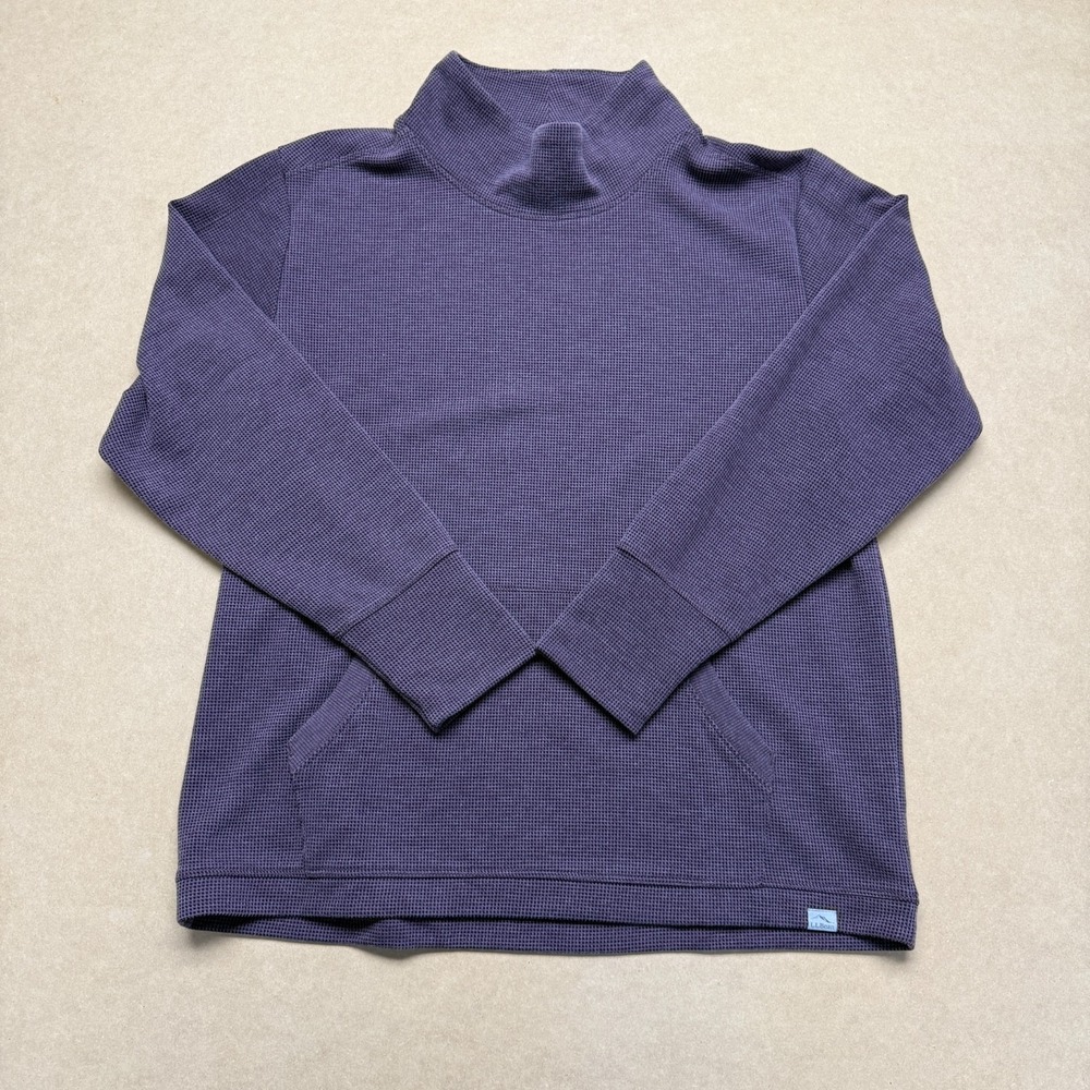 L.L. Bean Mountainside Micro Waffle Shirt Womens Medium Purple Relaxed Mock Neck
